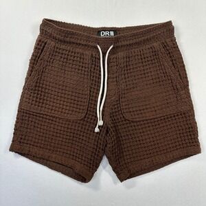 DR Essentials Waffle Knit Shorts Mens Small Brown Drawstring Casual Unisex Retro